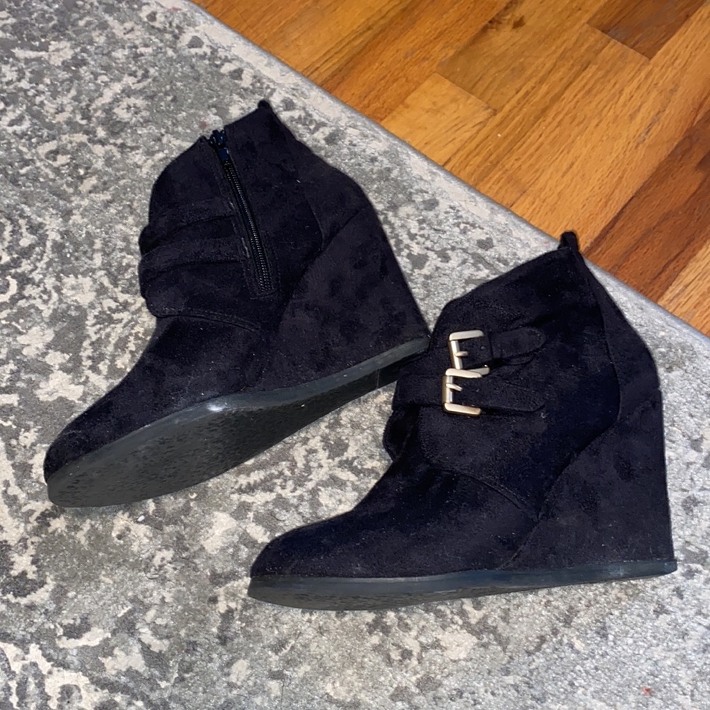 Suede wedge booties